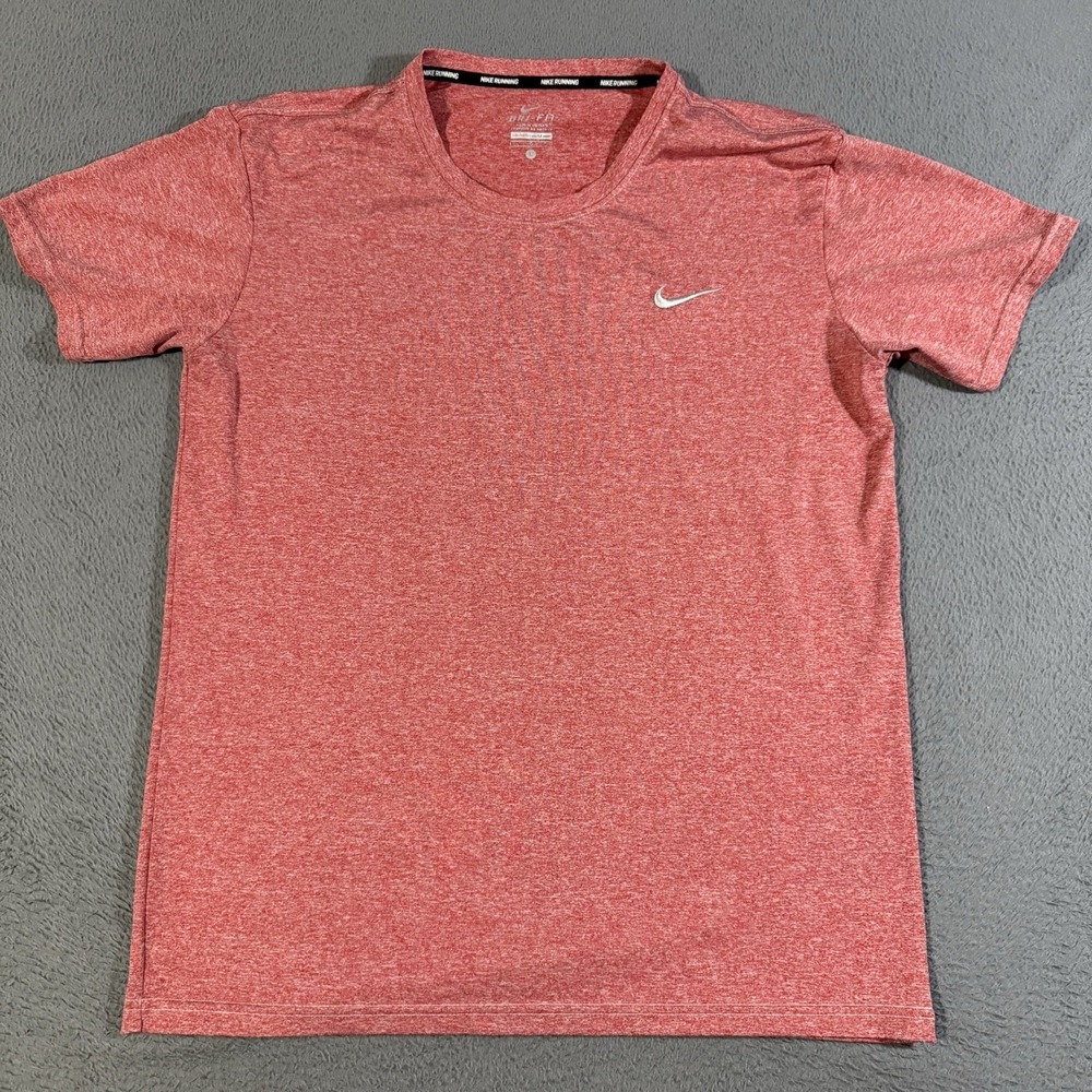 Nike Running‎ Shirt Mens Large Heather Red Dri Fit Short Sleeve Athletic Top